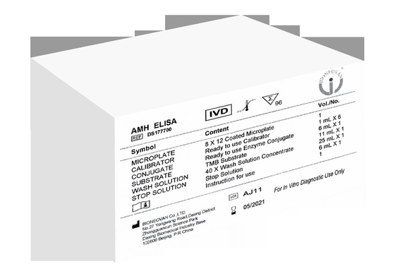 AMH ELISA 테스트 키트 3시간 18개월 유효기간 CE ISO13485